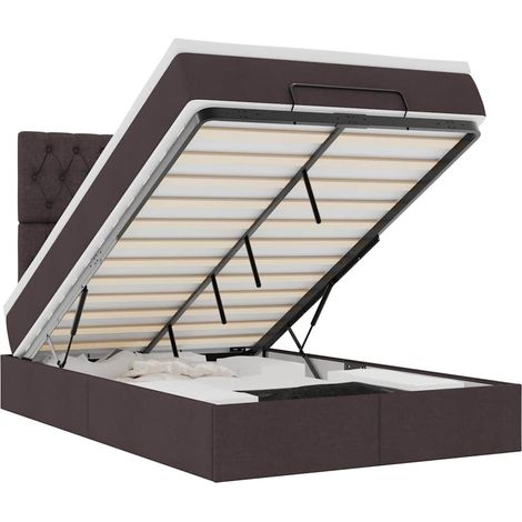 Maison Exclusive - Cadre de lit ottoman avec matelas marron foncé 120x190 cm tissu (1/5)