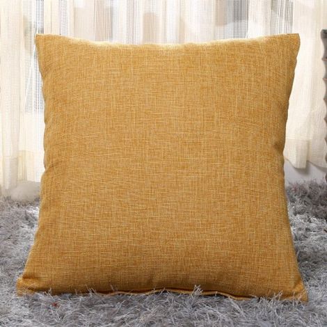 Taies d'oreiller épaisses en lin - Lot de 2 - Taies carrées 55 x 55 cm - Taies d'oreiller d'extérieur - Décoration intérieure - Fermeture éclair invisible - Convient pour canapé-lit, bureau - Jaune (1/5)
