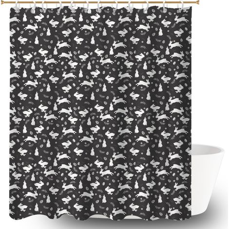 Voile de douche fluide en polyester 180x180 poids lesté rideau étanche pour votre chalet à la montagne (1/5)