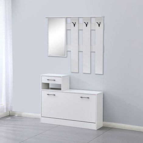Mobile ingresso con specchio e appendiabiti colore bianco - Rudolf XL (1/4)