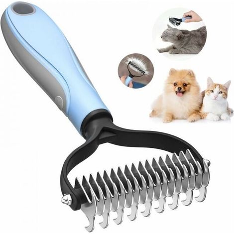 Professional dog brush - long bristle brush for dogs and cats, anti-matting pet brush, removes undercoat from dogs and cats, removes tangled knots of fur (1/4)