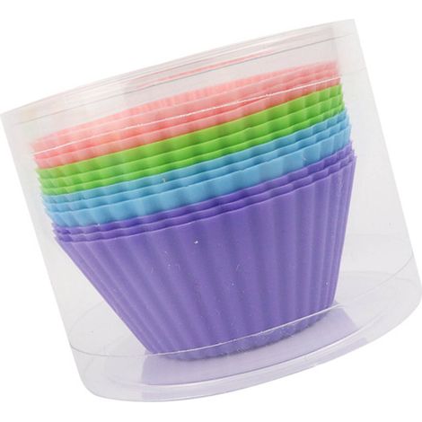 Set mit 12 hitzebeständigen, lebensmittelechten Silikon-Muffinformen, perfekt für Partys. (1/5)
