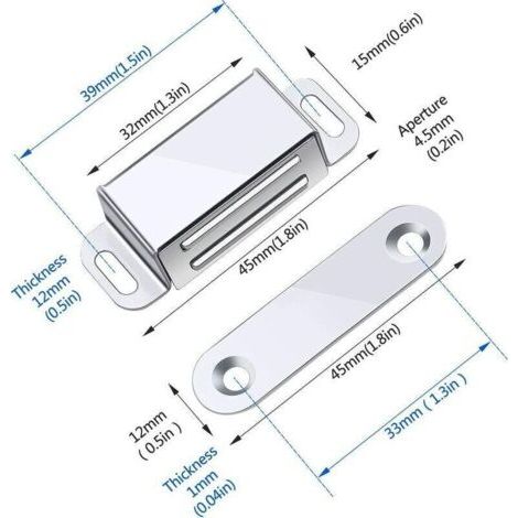 Loquet Magnetique, 12 Pièces Aimants loqueteaux magnétiques Placard Aimant Puissant Robuste Jusqu'à 6kg, Pour Tiroirs Porte de Douche Aimanté Armoire Placard, Cabinet, Meubles (45mm-12pc)-- (1/3)