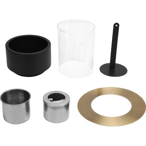 Petit foyer portatif sans fumée, avec abat-jour en verre coupe-vent, cadre métallique pour Patio extérieur (1/5)