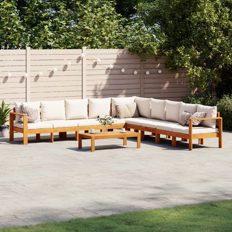 Salon de jardin avec coussins 6 pcs bois d'acacia solide (1/5)