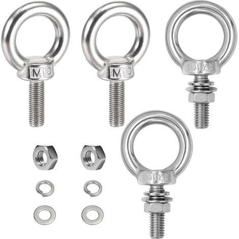 Anneau De Levage - 4 Pièces - Acier Inoxydable 304 - Boulon À Oeil M10x30mm - Pour Suspension Et Fixation - Argent (1/5)