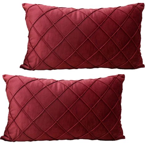 Ensemble de 2 taies d'oreiller rectangulaires unies, chacune ornée d'un discret motif à rayures. (1/4)
