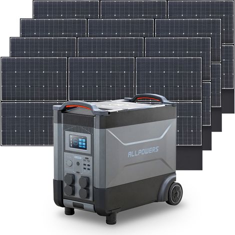 ALLPOWERS Estación de energía portátil R4000 con 4 x 600W Paneles Solares, batería LFP de 3456Wh, 4 Tomas CA 4000W (6000W Pico), Carga Rápida de 1.2H, generador solar para Acampar, Cortes, UPS Backup (1/5)