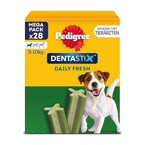 PEDIGREE - DENTASTIX FRESH MULTIPACK POUR PETITS CHIENS (5-10KG) - BOÎTE DE 28 BÂTONNETS À MÂCHER (440G) - LOT DE 4