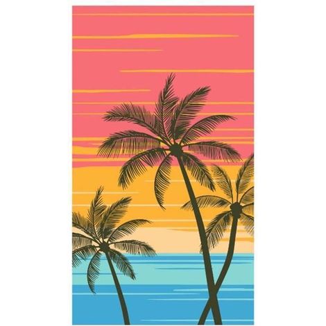 Serviette de plage Microfibre - 100x180 cm - Séchage rapide - Environ 450g - Motif cocotier (1/5)