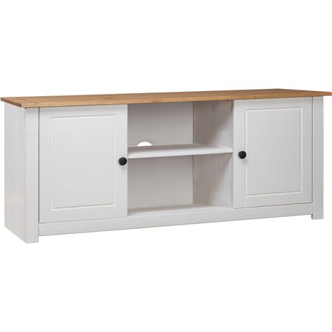 Mobile TV multimediale scaffale per televisione televisore buffet sala da pranzo soggiorno camera da letto 120 x 40 x 50 cm legno massello di pino bianco 020025873