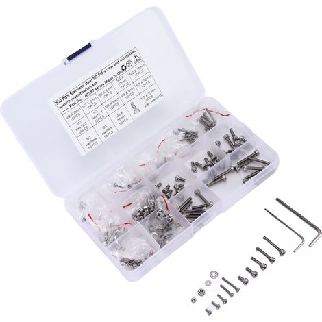 320-teiliges Set inklusive Schrauben, Muttern, Dichtungen, M2- und M3-Sechskantschrauben, Unterlegscheiben und Unterlegscheiben aus Edelstahl 304 für Pkw und Lkw. (1/5)