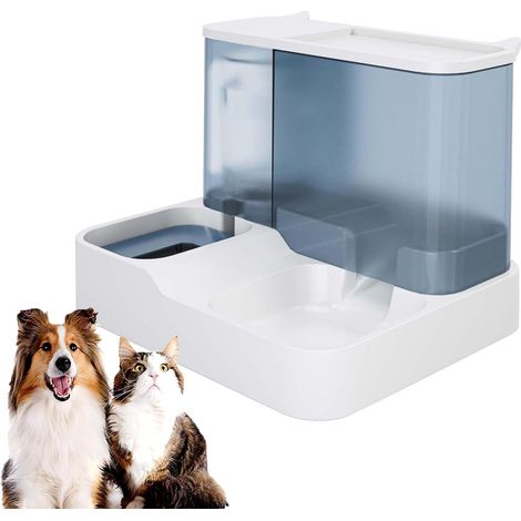 1 Distributeur automatique, Nourriture et eau, 2 en 1, Grande capacité, PP, Pour chat et chien