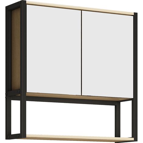 Armoire en métal bois miroir Edino 60x60x17 - VCM (1/4)
