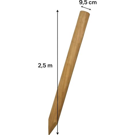Tutor de Madera para Arboles con punta 150x12 cm. (Alto X Diámetro) -