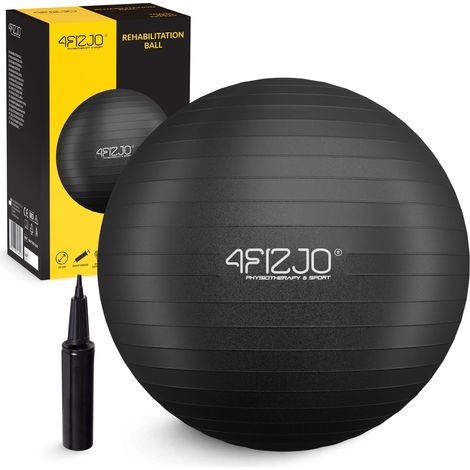 4FIZJO Palla da ginnastica gonfiabile per esercizi 85 cm Nero (1/5)
