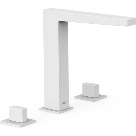 TRES 20210501BM SLIM Grifo Bimando De Repisa para Lavabo Color Blanco Mate - ref: 20210501BM
