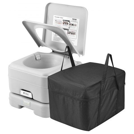 Tragbare Toilette fürs Camping, Porta Potty mit 3,2-Gallonen-Fäkalientank und 3,2-Gallonen-Spültank, Toilettenstuhl mit Druckknopf-Spülung, auslaufsichere und geruchslose Reisetoilette für Erwachsene, (1/5)