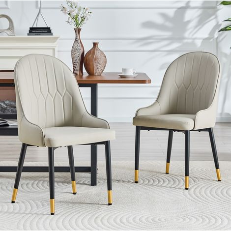 Set di 2 sedie da pranzo in PU, schienale a motivo fulmine, 91 cm, grigio caldo HAVRYA (1/5)