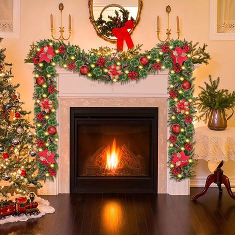 Guirlande De Noël - Guirlande En Raphia Artificielle - Pour Porte Cheminée Arbre De Noël Intérieur - 270 Cm - 1 Pièce (1/5)