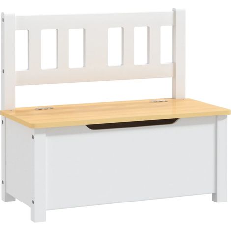 Banc de rangement pour enfants Blanc et beige 60x30x55 cm MDF (1/5)