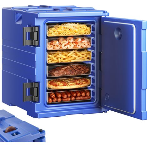 VEVOR Contenitore Riscaldato per Alimenti Ristorazione 90L, Contenitore per Alimenti con Doppie Fibbie Maniglie, Contenitore Isolato per Trasporto Alimenti per Ristorante Catering Eventi Feste, Blu