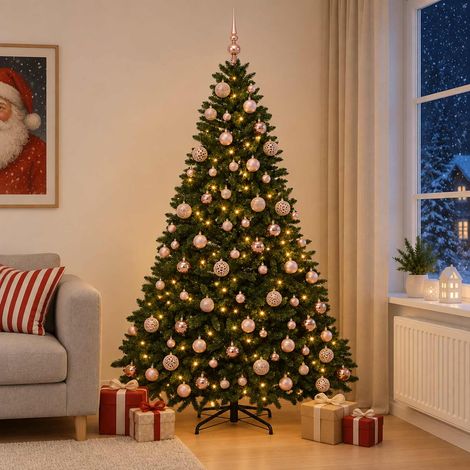 vidaXL Árbol de Navidad artificial verde oscuro con bolas 240 cm (1/5)