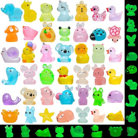 150 Pièces Mini Animaux Lumineux en Résine, 27 Styles Mini Figurines Animaux Miniatures en Plastique pour Aquarium, Jardin, Micro Paysage, Décoration de Maison de Poupée, Bricolage (1/5)