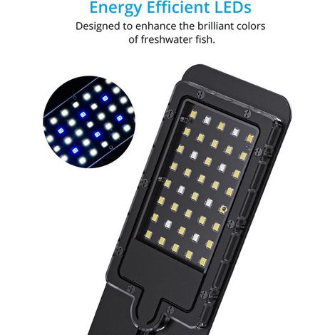Éclairage LED pour Aquarium Lampe Clip-on Étanche IP65 pour Poissons et Plantes Aquatiques Spectre Blanc Froid