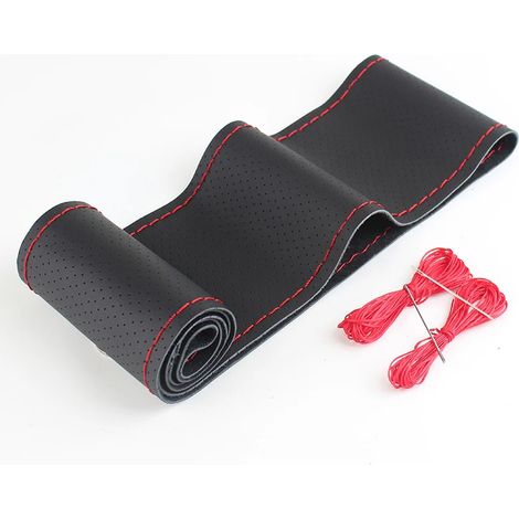 (B-2-)38cm Housse de volant en cuir véritable tressé pour voiture, cousue main, douce et antidérapante, accessoires intérieurs pour voiture (1/5)