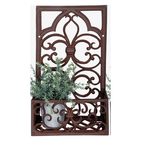 Fenêtre décorative en fonte avec bac - Modèle 1 - H 44 x L 27,9 cm - Livraison gratuite