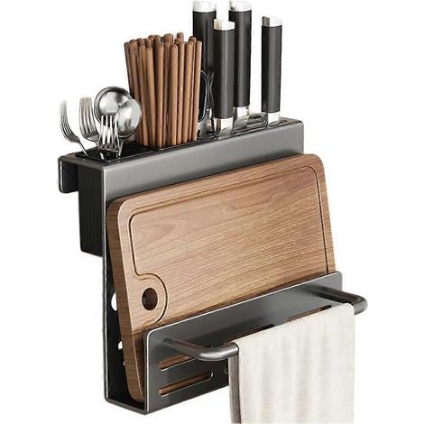 Multifunktionaler Küchenorganizer mit Gewürzregal, Messerhalter, Essstäbchenhalter und unverzichtbarem Küchenzubehör (1/5)