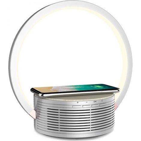 Majestic 120506 WH LL 506BT WI Lampada da tavolo LED multifunzione con altoparlante Bluetooth 5.1 e ricarica wireless fino a 10W colore Bianco (1/4)