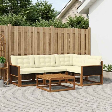 vidaXL Set di divani da esterno con cuscino 5 pcs Naturale e