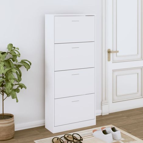 Shoe Cabinet White 63x24x147 cm Engineered Wood vidaXL