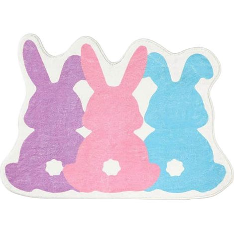 Tapis de bain de Pâques 61 cm (24 pouces), motif lapin, lavable, antidérapant, doux et touffeté, idéal pour salle de bain, cuisine, chambre ou maison. (1/4)