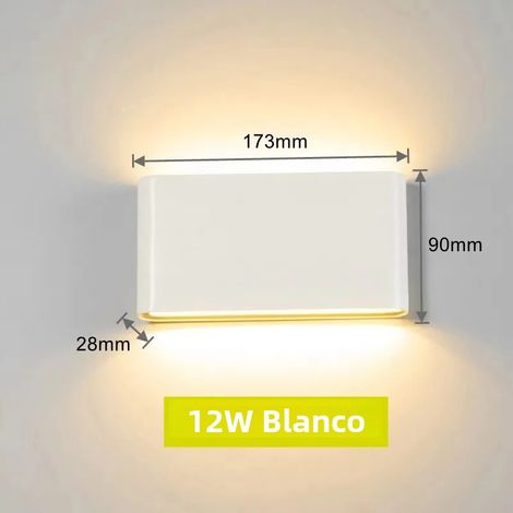 Applique murale LED étanche (blanc froid 12 W), style moderne, en aluminium (1/2)
