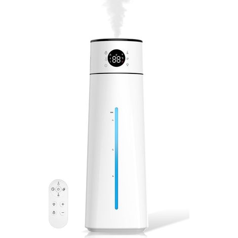 Humidificateur d'Air, 8L Top Fill Humidificateur d'air Chambre Avec Télécommande, Minuterie, Contrôle Intelligent de l'Humidité, Veilleuse, 80H, Silencieux pour Bébés et Plantes, la maison, le bureau