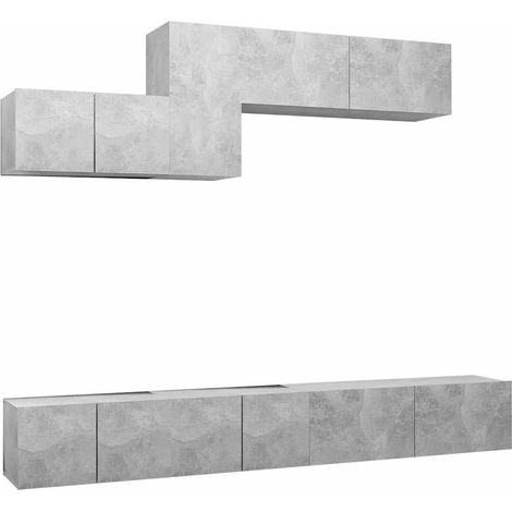 Maison Exclusive - Set di Mobili Porta TV 6 pz Grigio Cemento in Legno Multistrato (1/5)