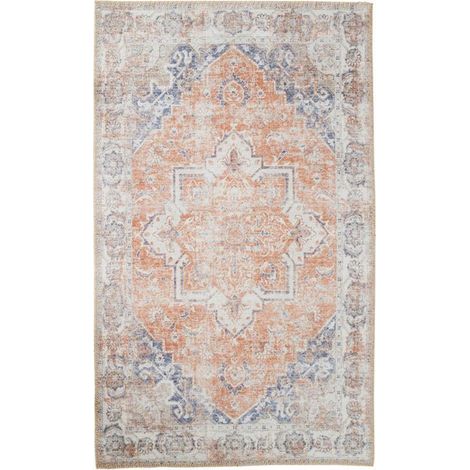Tapis vintage orange et bleu à motifs traditionnels 160x230 cm FEZ (1/3)