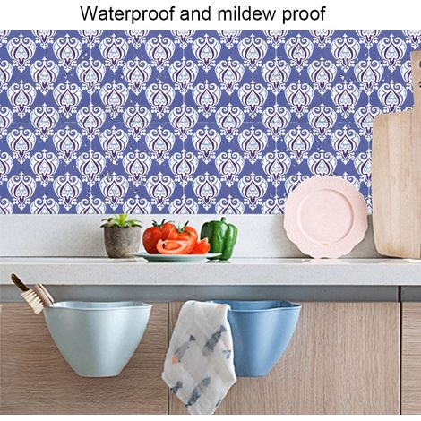 Lot de 10 autocollants carrelage style rétro 15x15cm, antidérapants et imperméables, pour cuisine et salle de bain. (1/5)