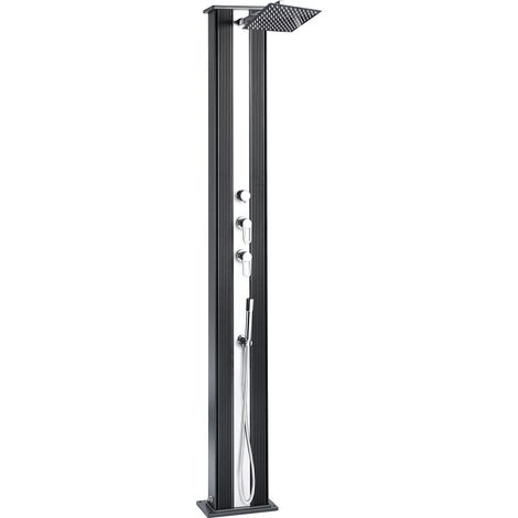 Doccia Solare Ibrida da Giardino 40L Miscelatore e Doccetta Lavapiedi Antracite/Alluminio (1/5)