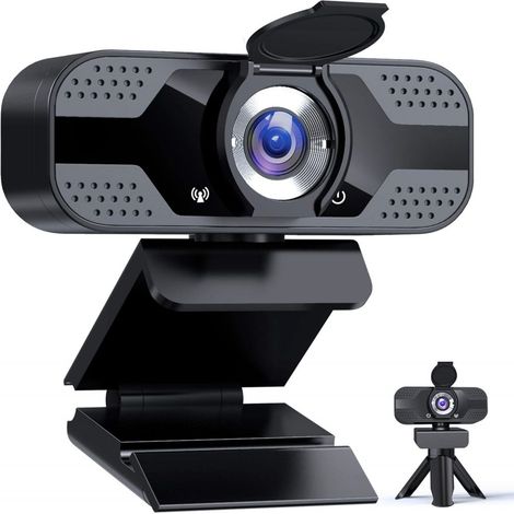 Webcam - 1080P - USB - Avec Microphone Stéréo et Trépied - Pour Vidéoconférence Cours En Ligne Streaming - 1 Pièce