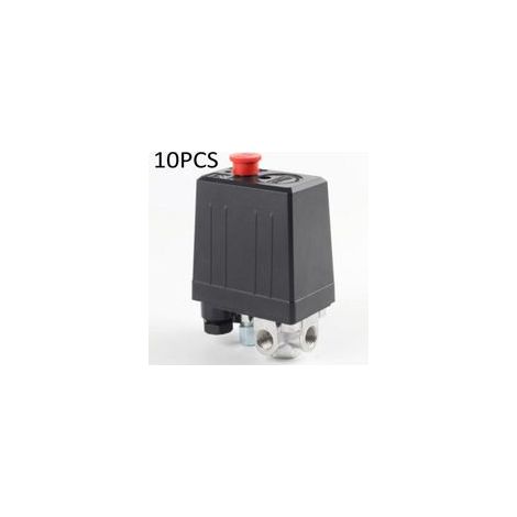 Pressostato per compressore d'aria con 4 uscite, valvola di controllo della pressione, ricambi per compressore, monofase, attacco da 1/4", pressostato per compressore, 10 bar/145 psi (confezione da 10 (1/4)