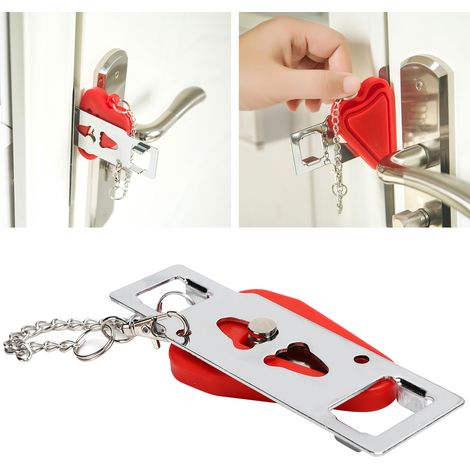 Tope de puerta portátil para hoteles y apartamentos – Rojo, PP + acero inoxidable, 125 g, 1 unidad (1/5)