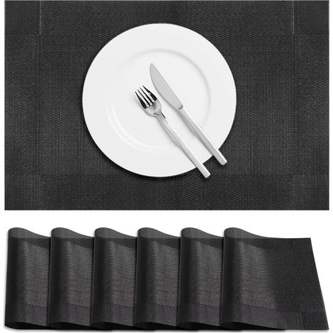 Lot de 6 Sets de table, PVC et polyester, Résistants à la chaleur 80°C, Antidérapants, Pour cuisine et salle à manger (1/5)