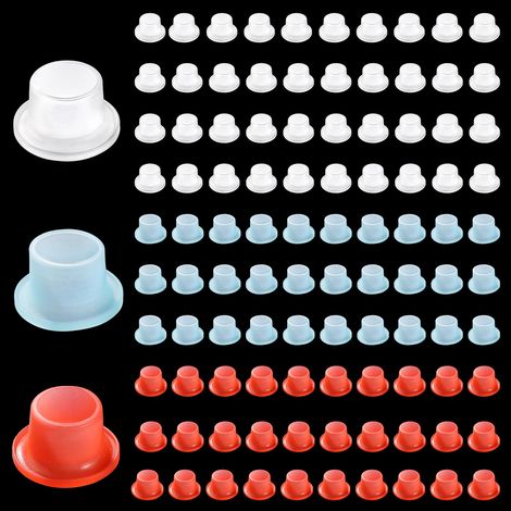 100 Pièces Joints d'Étanchéité Anti-Fuite 1/2 Pouce, Joints Silicone pour Robinets, Valve Triangulaire, Transparent/Rouge/Bleu (1/5)