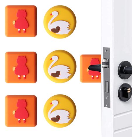 Protege Mur Silicone - Tampon Anti-Choc Poignee Porte - Protection Mural Silencieux Design Dessin Anime - Lot De 6 (1/5)