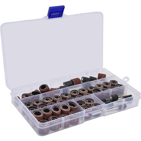 Ensemble de tambours de ponçage de 132 pièces, 120 manchons de ponçage, 12 mandrins, accessoires pour outils rotatifs (1/4)