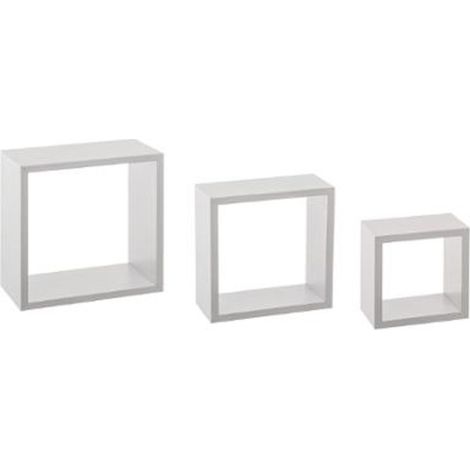 5Five Simply Smart – Lot de 3 étagères murales cube 25cm blanc – MDF – Montage facile – Pour espaces confinés – Charge maximale 1,8 kg (1/2)
